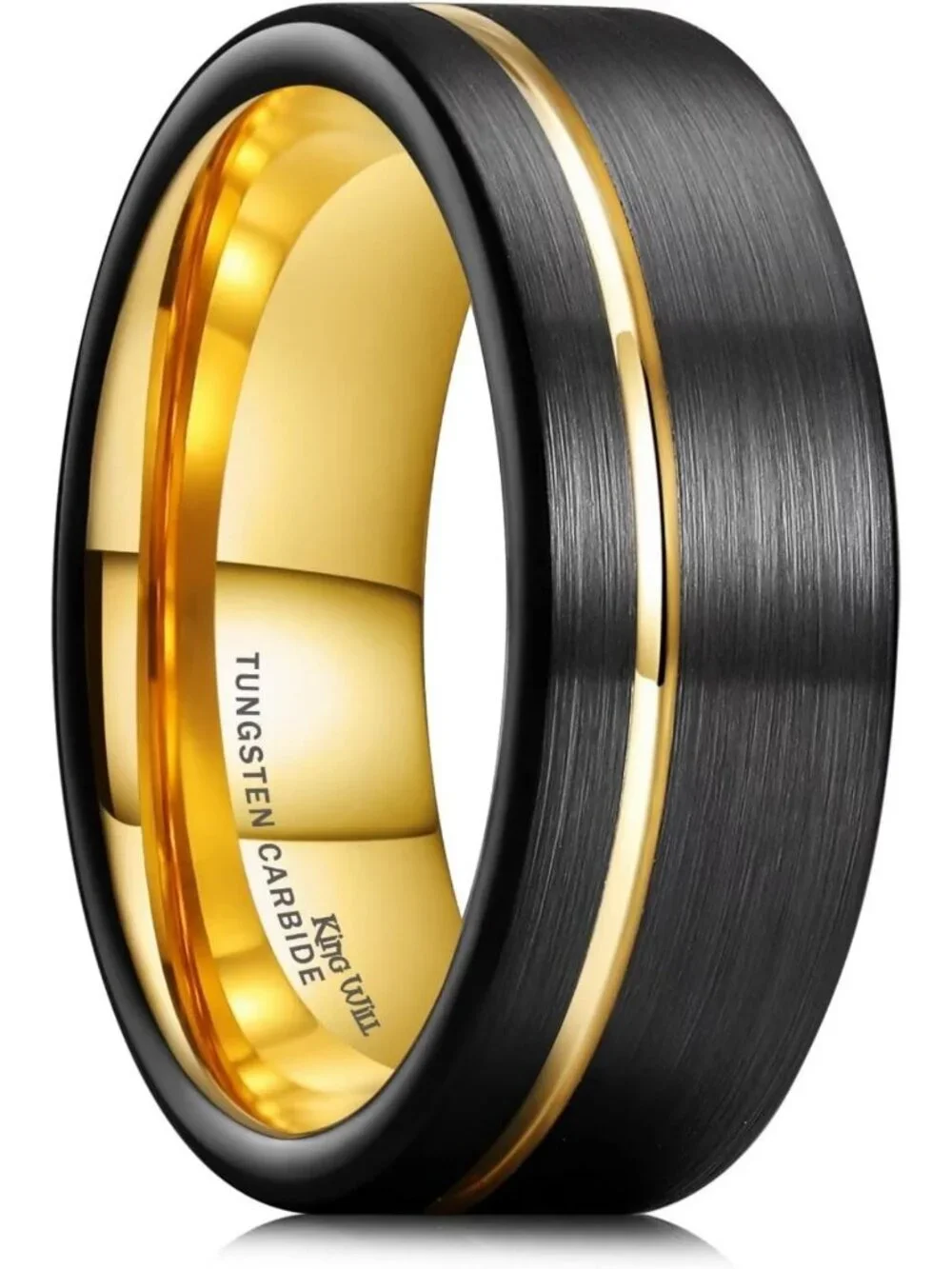 Stylish Men's Tungsten Carbide Wedding Band, Groove Design, 6/7/8mm, Comfort Fit